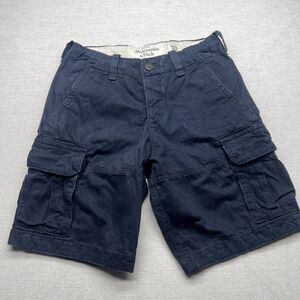 NWT Abercrombie & Fitch Dark Blue Distressed Cargo Shorts 30 Heavy Y2K